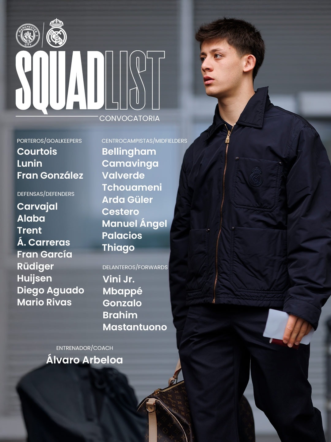 皇马客战曼城名单：姆巴佩、贝林、卡雷拉斯回归！含4名18岁小将